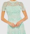 画像3: Mac Duggal ミントグリーン フローラル刺繍 ラッフルキャップスリーブ ミディドレス (3)