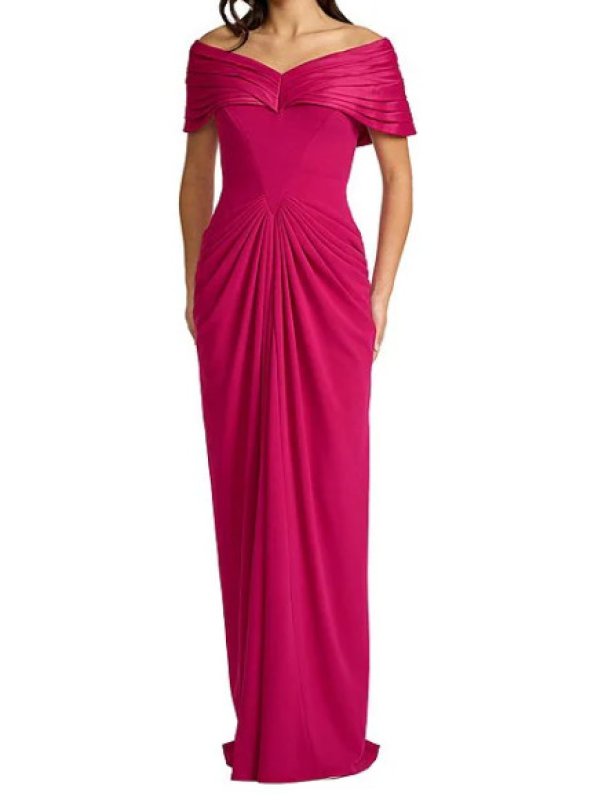 画像1: Tadashi Shoji タダシショージ  Seraphine ポートレートカラー プリーツ ロングドレス ピンク (1)