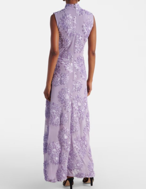 画像2: ROTATE フローラル刺繍メッシュ マキシドレス 　パープル系 (2)