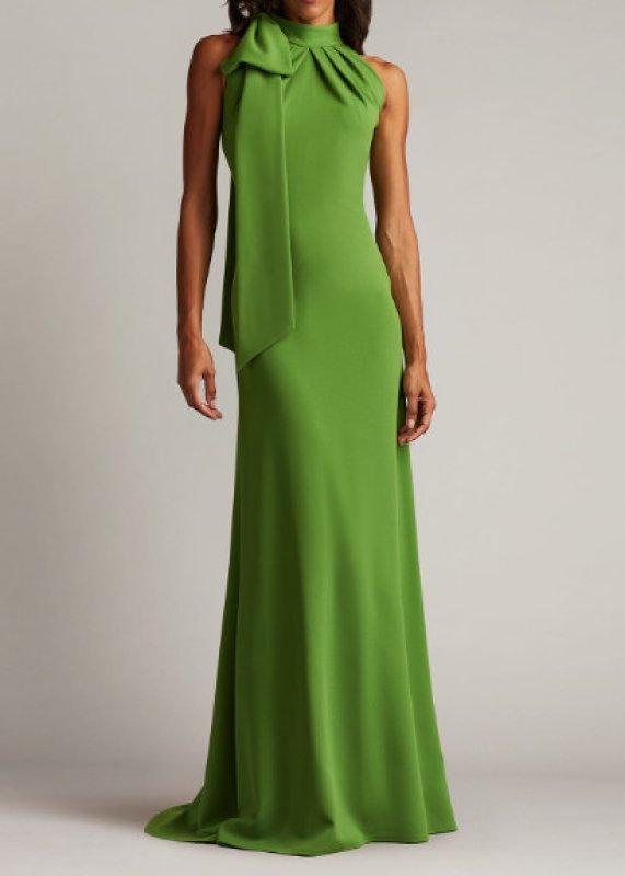 画像1: Tadashi Shoji  タダシショージ   　SIMS SHOULDER BOW HALTER GOWN　グリーン系  01113 (1)