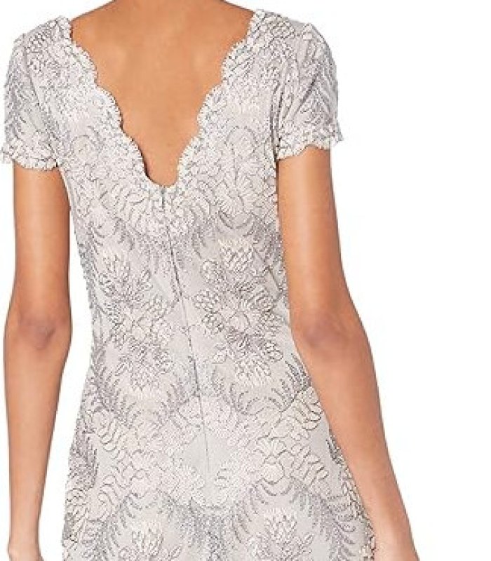 画像4: 【デヴィ夫人ご着用】Tadashi Shoji タダシショージ　Cap Sleeve Lace V-Back Gown  ライトパール (4)