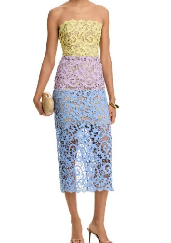 画像1: 3/13までセール！Milly ミリー Kait Trois マルチカラー レース ミディドレス (1)