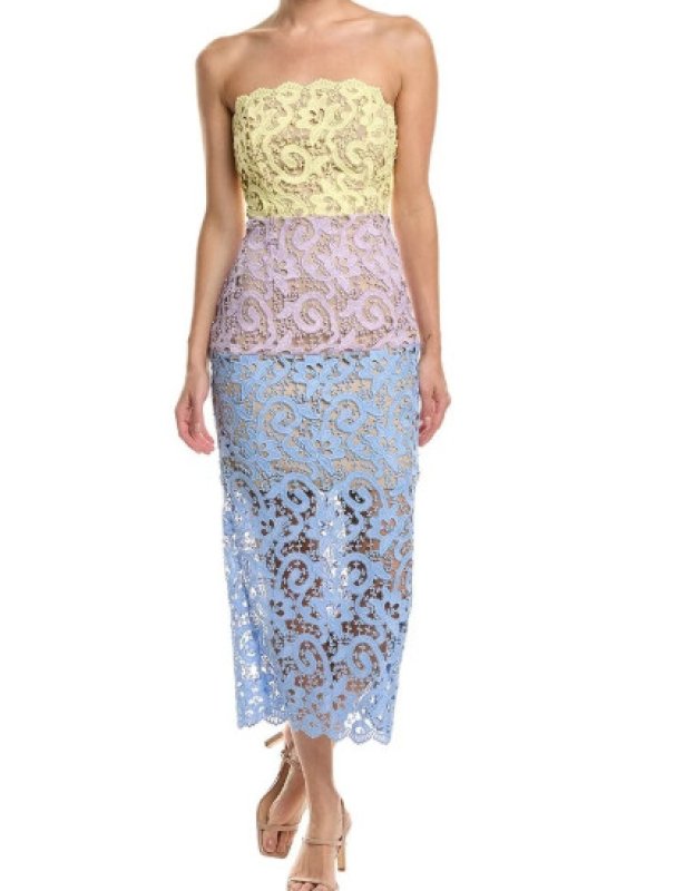 画像2: 3/13までセール！Milly ミリー Kait Trois マルチカラー レース ミディドレス (2)