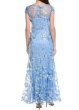 画像2: 3/13までセール！Adrianna Papell アドリアナパペル フローラル刺繍 イリュージョン ゴデット ロングドレス ブルー (2)