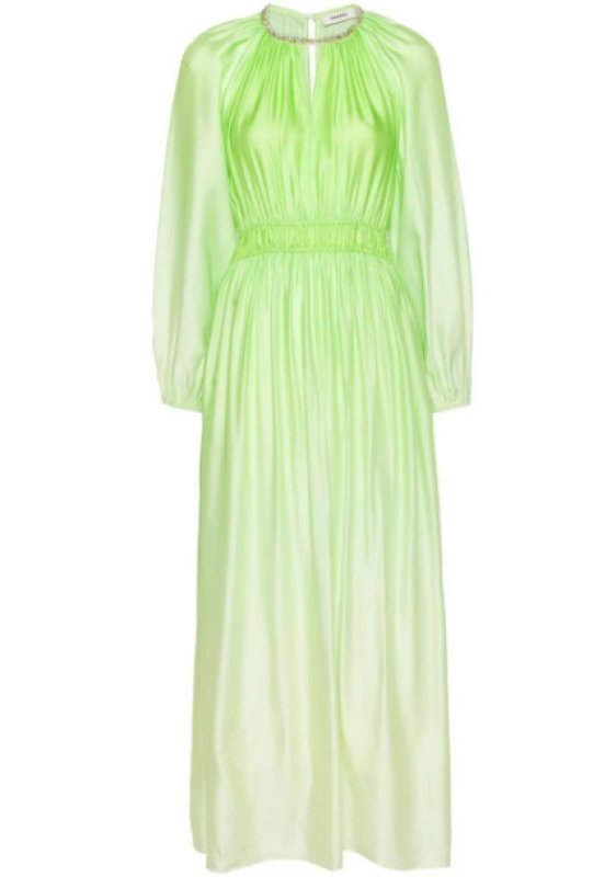画像5: Sandro グラデーション サテン マキシドレス  グリーン (5)