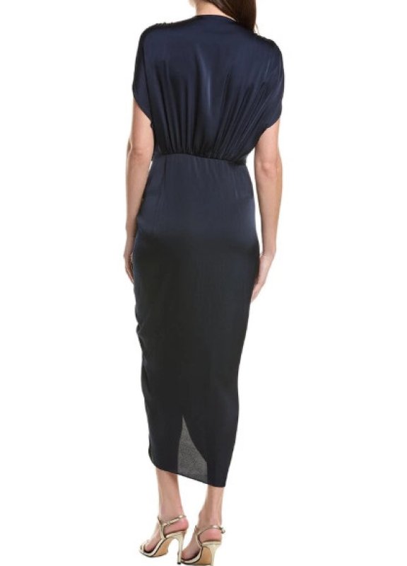 画像2: Nicole Miller Vネック ドレープ ミディドレス (2)