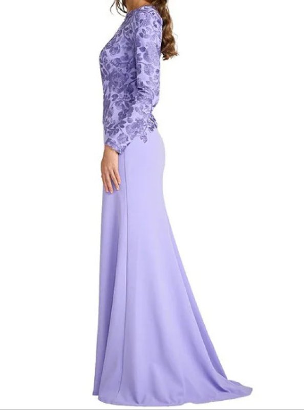 画像3:  Tadashi Shoji  Kisha Embroidered Crepe Gown　パープル系 (3)