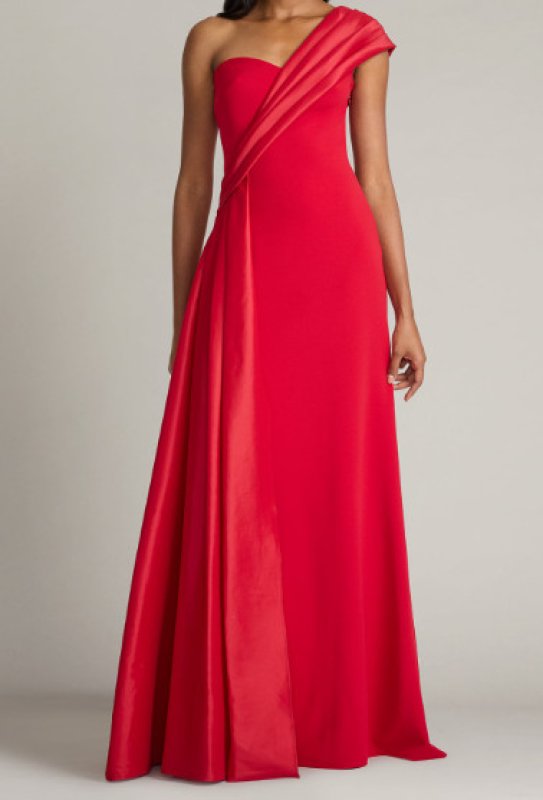画像1: Tadashi Shoji  タダシショージ   Beis ワンショルダードレープロングドレス　レッド｜演奏会・パーティーフォーマル (1)