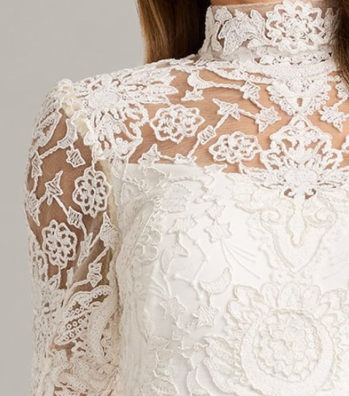 画像4: Tadashi Shoji タダシショージ  Marise イリュージョンレースドレス　 アイボリー｜パーティー・フォーマル膝丈 (4)