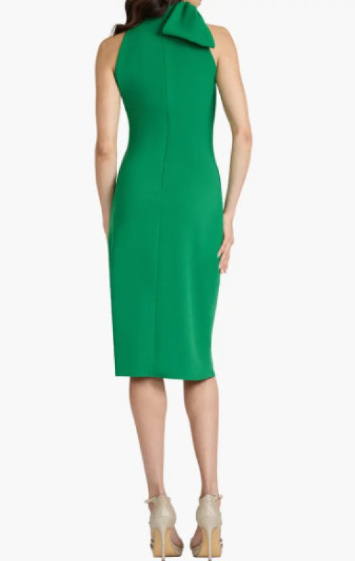 画像2: Tadashi Shoji Sims タフタショルダーボウホルタードレス グリーン｜パーティー・フォーマル膝丈 (2)