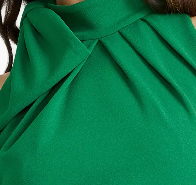 画像4: Tadashi Shoji Sims タフタショルダーボウホルタードレス グリーン｜パーティー・フォーマル膝丈 (4)