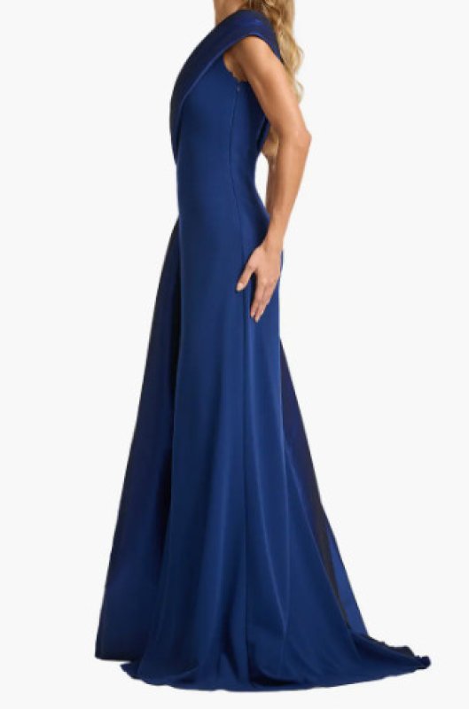画像3: Tadashi Shoji  タダシショージ   Beis ワンショルダードレープロングドレス　ネイビー｜演奏会・パーティーフォーマル (3)