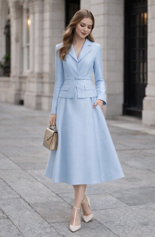 画像11: 【即発】Self Portrait セルフポートレート ブルー テーラード ベルト付きミディドレス｜フォーマル、パーティー 11081 (11)