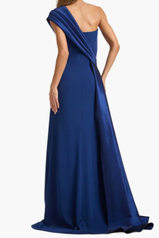 画像2: Tadashi Shoji  タダシショージ   Beis ワンショルダードレープロングドレス　ネイビー｜演奏会・パーティーフォーマル (2)