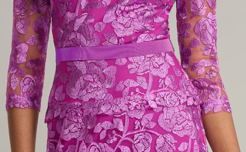 画像4: Tadashi Shoji タダシショージ  Carelle 刺繍チュールロングドレス パープル系｜パーティーフォーマル (4)