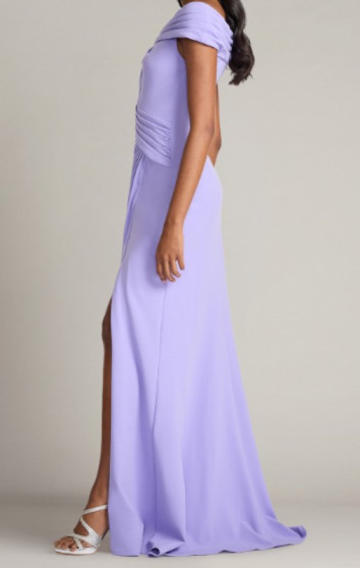 画像3: Tadashi Shoji Bruner ドレープオフショルダーロングドレス  パープル系｜パーティーフォーマル (3)