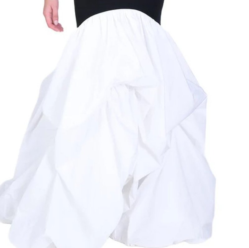 画像4: Marchesa Notte ホワイト×ブラック ドロップウエストマーメイドロングドレス｜パーティー・フォーマル (4)