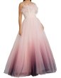 画像1: Mac Duggal  ピンクグラデーション フェザーチュールロングドレス｜パーティー・フォーマル (1)