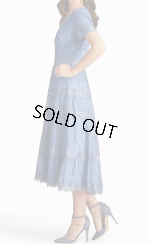 画像3: Tadashi Shoji タダシショージ  AMARA フラワーレースドレス ブルー｜結婚式・パーティーフォーマル (3)
