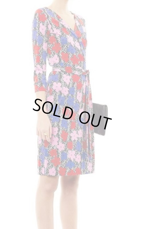 画像2: 【ニッキーヒルトン愛用】限定モデル、Diane von Furstenberg NEW JULIAN TWO POP  Wrap Dress 　FLORAL BRUSHMARKS DEEP LILAC　 (2)