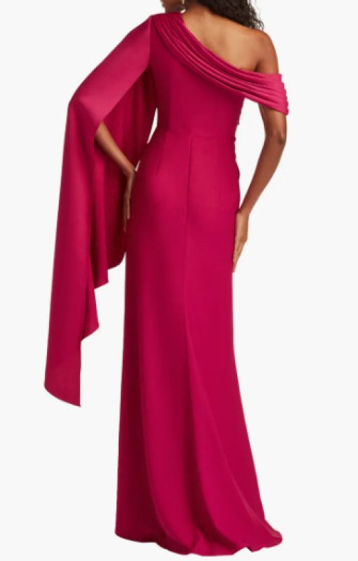 画像2: 【アンミカさん愛用】Tadashi Shoji  タダシショージ   EMBER  ケープスリーブドレス ロング丈　ピンク系  08072 (2)