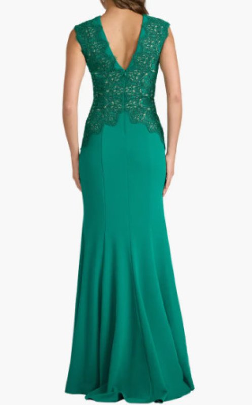 画像2: Tadashi Shoji タダシショージ Gant  刺繍レース ロングドレス グリーン フォーマル・演奏会対応｜ (2)