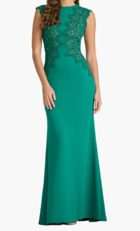画像1: Tadashi Shoji タダシショージ Gant  刺繍レース ロングドレス グリーン フォーマル・演奏会対応｜ (1)