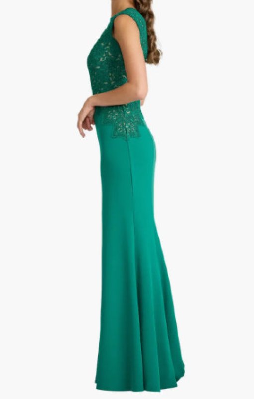 画像3: Tadashi Shoji タダシショージ Gant  刺繍レース ロングドレス グリーン フォーマル・演奏会対応｜ (3)