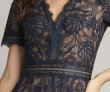 画像4: 再販売 Tadashi Shoji タダシショージ  Beatrice レース ミディフォーマルドレス ネイビー 演奏会・パーティー対応 (4)