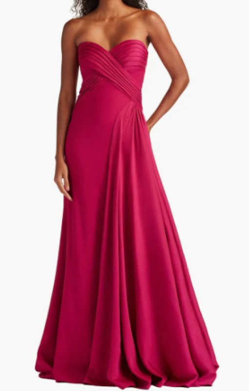 画像1: Tadashi Shoji タダシショージ Cassera  ロングフォーマルドレス ストラップレス ピンク 演奏会・パーティー対応 (1)