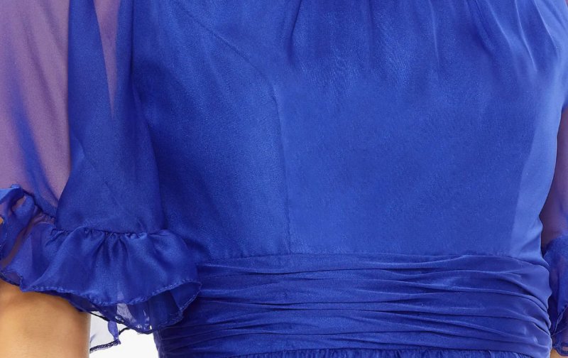 画像3: Mac Duggal マックドゥガル  ハイネック シフォン ハイローヘム ロングドレス ブルー ｜演奏会・パーティー対応 (3)