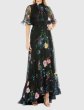 画像1: Mac Duggal マックドゥガル 花柄 シフォン ラッフルハイネック ロングフォーマルドレス ブラック パーティー・演奏会対応 (1)