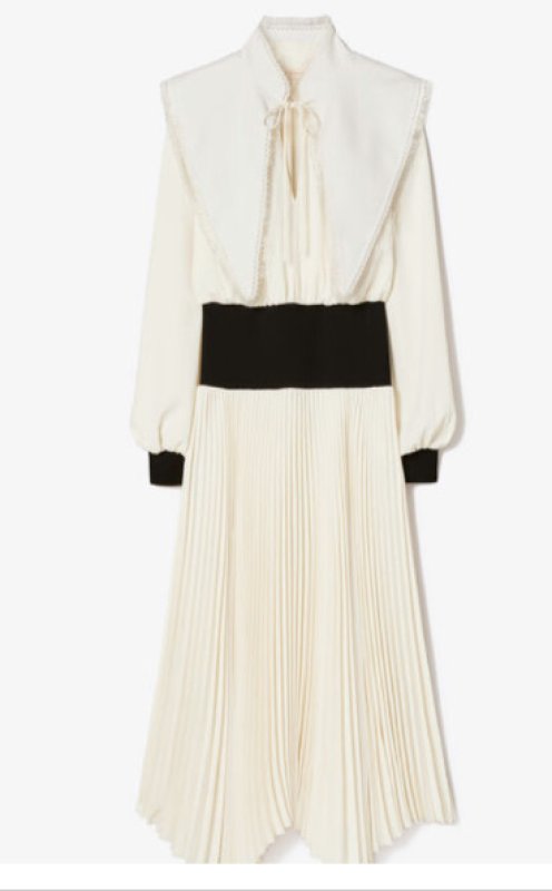 画像5: 【戸田恵梨香さん着用】Tory Burch トリーバーチ  リムーバブルカラー プリーツミディドレス ホワイト フォーマル・お出かけ (5)