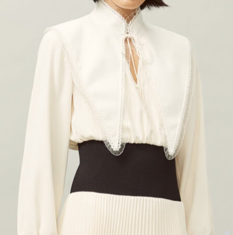 画像3: 【戸田恵梨香さん着用】Tory Burch トリーバーチ  リムーバブルカラー プリーツミディドレス ホワイト フォーマル・お出かけ (3)