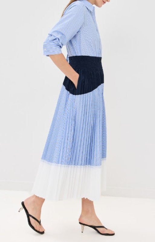 画像3: 【5/13まで特別価格】Simkhai シンカイ Jenella ストライプ シャツワンピース ブルー｜お出かけ (3)