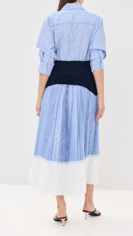 画像2: 【5/13まで特別価格】Simkhai シンカイ Jenella ストライプ シャツワンピース ブルー｜お出かけ (2)