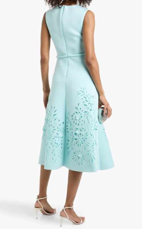 画像2: BADGLEY MISCHKA レーザーカットワンピーススキューバミディドレス ライトブルー 　パーティードレス (2)