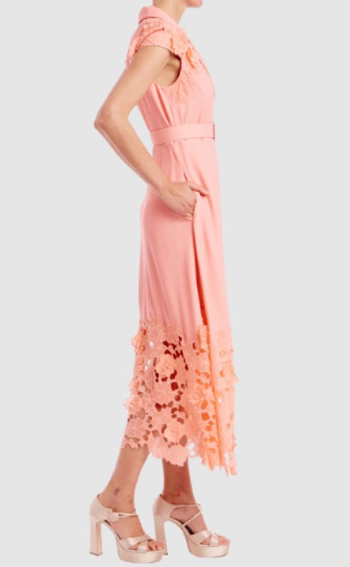 画像3: BADGLEY MISCHKA 　ギュピールレースワンピース ピンク ベルト付き　 お呼ばれ・フォーマル対応 (3)