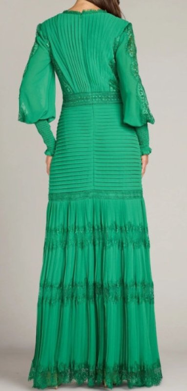 画像3: Tadashi Shoji タダシショージ NYSSA  ピンタックロングドレス　グリーン系 (3)