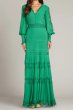 画像1: Tadashi Shoji タダシショージ NYSSA  ピンタックロングドレス　グリーン系 (1)