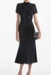 画像1: 【パリスヒルトン愛用】Self-Portrait セルフポートレイト　ブラック Rhinestone Mesh Midi Dress (1)