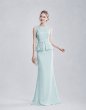 画像1: 【5/24まで特別価格】Safiyaa サフィヤ　ブルーペプラムロングドレス ミントブルー  (1)
