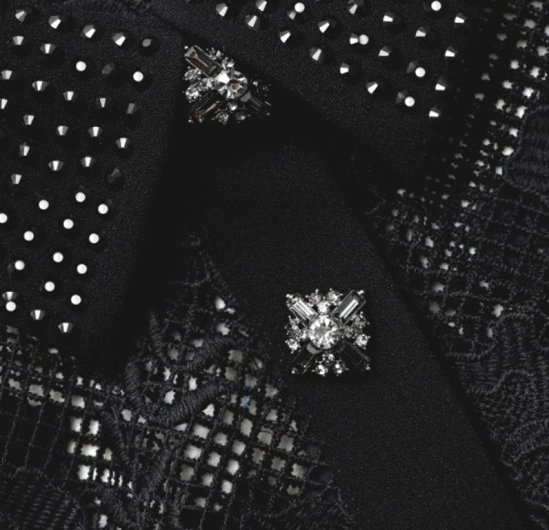 画像4: Self Portrait セルフポートレイト ブラックレース Diamante Midi Dress (4)