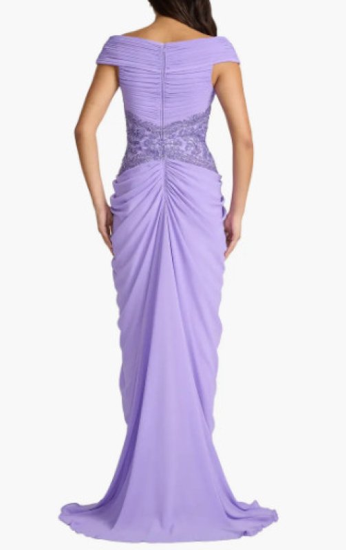 画像2: Tadashi Shoji タダシショージ  Mihaley ラベンダー オフショルダーロングドレス (2)