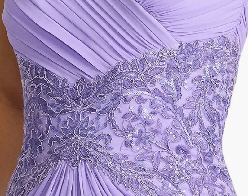 画像4: Tadashi Shoji タダシショージ  Mihaley ラベンダー オフショルダーロングドレス (4)