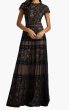 画像1: Tadashi Shoji タダシショージ Ahern Orchid Lace Gown ブラック (1)