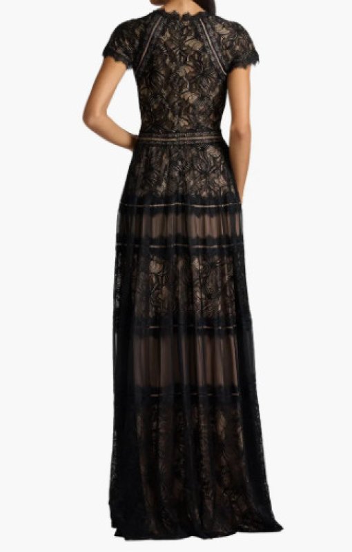 画像2: Tadashi Shoji タダシショージ Ahern Orchid Lace Gown ブラック (2)