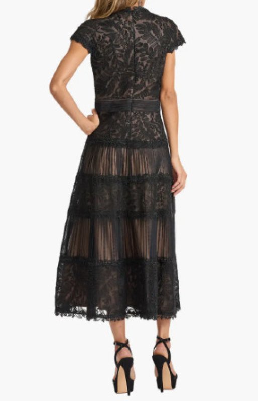 画像2: Tadashi Shoji タダシショージ Boette Lace Tea-Length Dress ブラック (2)