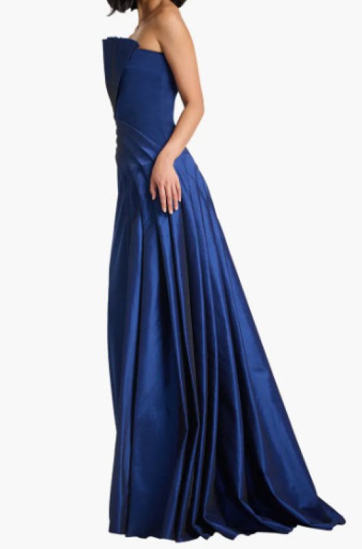 画像3: Tadashi Shoji タダシショージ  Belair ストラップレス ドレープロングドレス ネイビー (3)