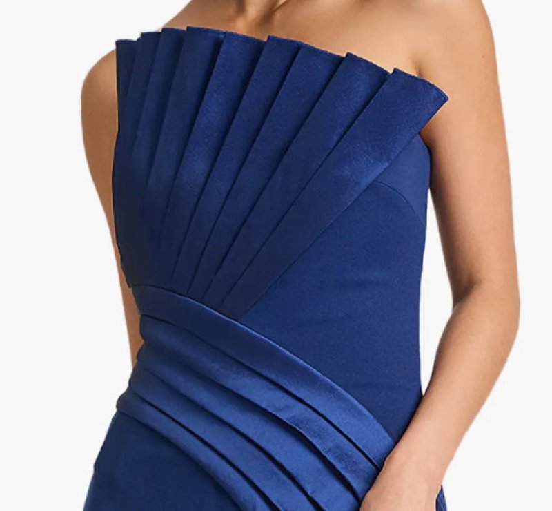 画像4: Tadashi Shoji タダシショージ  Belair ストラップレス ドレープロングドレス ネイビー (4)